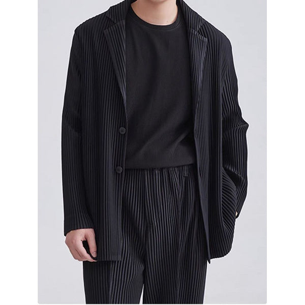 Blazer Plisado de Manga Larga para Hombre Sanzhai
