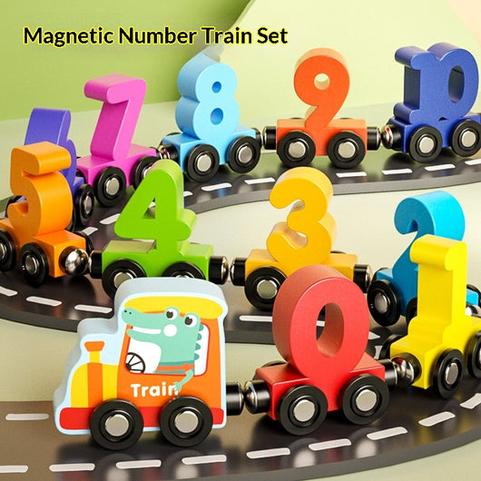 Tren Magnético de Madera con Números - Juguete Educativo para Coordinación y Desarrollo Infantil