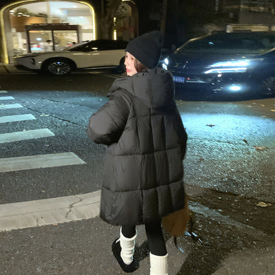 Abrigo de Plumón Suelto Grueso para Mujer - Largo Medio Invierno - Image 13