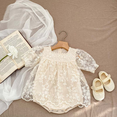 Mono de Bebé Niña con Malla Bordada y Diseño Elegante - Image 2