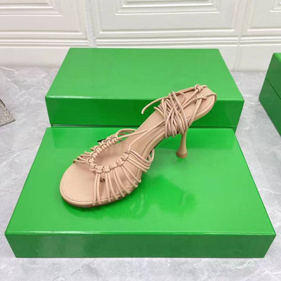 Sandalias de Tacón Alto Stiletto con Correa y Piel de Oveja