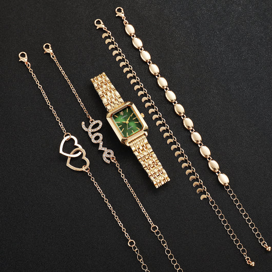 Reloj Cuadrado Elegante para Mujer con Pulsera Corazón - Image 12