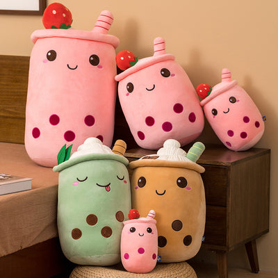 Peluche Taza de Té con Leche - Almohada Frutal Fresa y Matcha