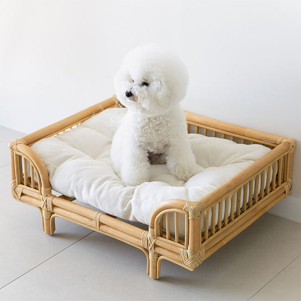 Cama para Perro de Ratán Natural Tejida a Mano - Diseño Minimalista