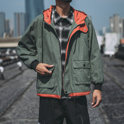 Abrigo Holgado Japonés con Contraste de Colores para Hombre - Image 5