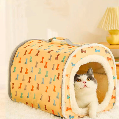 Nido Felino Cerrado Antiderrumbe con Cojín Removible y Lavable