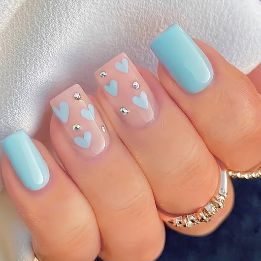 Set de 24 Uñas Postizas con Diseños de Mariposas, Flores y Estampado Vaca con Cristales - Image 13