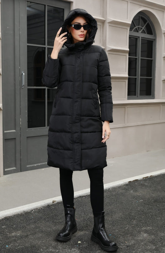 Chaqueta Larga de Algodón Grueso con Capucha - Ajuste Slim Resistente al Frío - Image 18