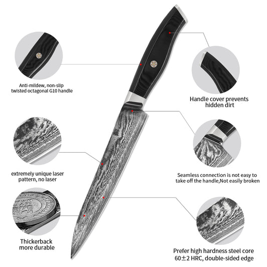 Cuchillo Damasco para Chef y Sashimi - Acero Inoxidable Profesional - Image 2