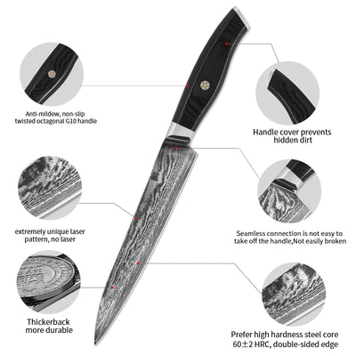 Cuchillo Damasco para Chef y Sashimi - Acero Inoxidable Profesional - Image 2