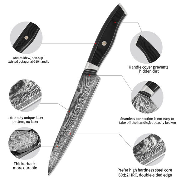 Cuchillo Damasco para Chef y Sashimi - Acero Inoxidable Profesional