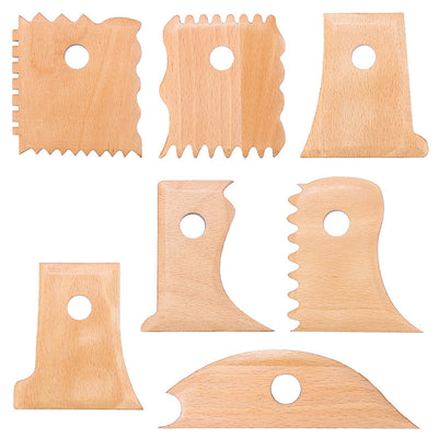 Set de 7 Herramientas de Cerámica con Mango de Madera - Cuchillos Esqueleto para Alfarería - Image 3