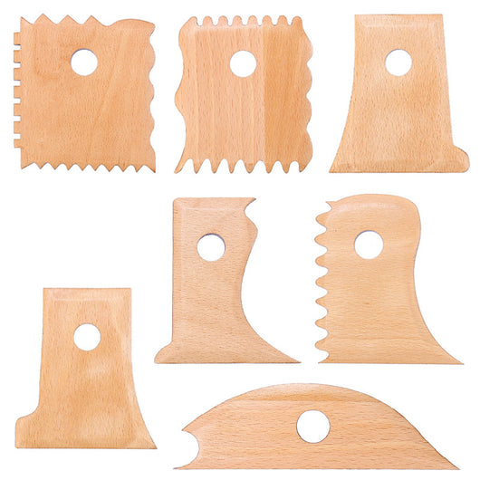Set de 7 Herramientas de Cerámica con Mango de Madera - Cuchillos Esqueleto para Alfarería - Image 3