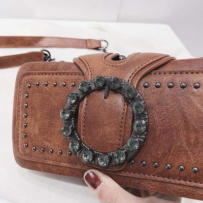 Bolso Cuadrado Retro con Diamantes - Bandolera Coreana Elegante - Image 4