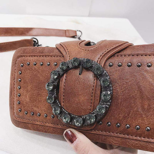 Bolso Cuadrado Retro con Diamantes - Bandolera Coreana Elegante - Image 4