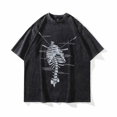 Camiseta Suelta Estampado Huesos para Hombre - Image 8