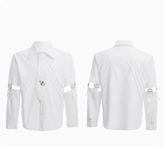 Blusa Blanca con Diseño de Cortes y Costuras Desconstruidas - Image 9