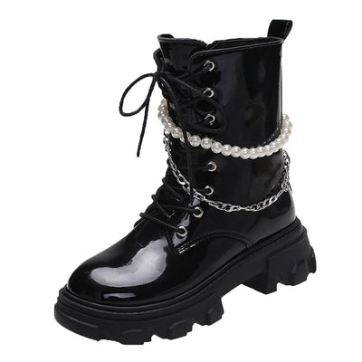 Botas Plataforma Tobilleras con Cadena de Perlas para Mujer - Image 7