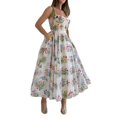 Vestido Estampado con Tirantes Cruzados y Falda Suspender - Image 5