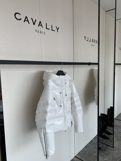 Chaqueta Acolchada Corta Blanca Brillante - Plumón Premium - Image 8
