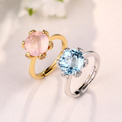 Anillo de Loto con Piedra Hibisco y Incrustaciones de Gemas - Image 2