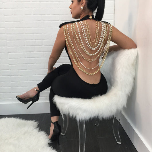 Jumpsuit Elegante para Mujer con Cadena de Perlas - Image 17
