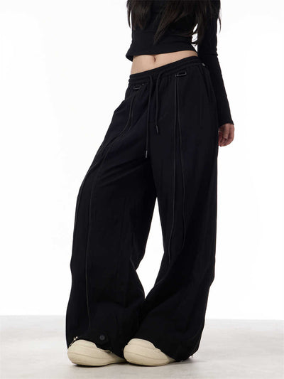 Pantalones Anchos de Patchwork para Mujer - Diseño Casual y Versátil - Image 4