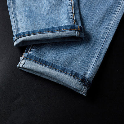 Pantalones Vaqueros Azul Claro Rectos Casuales - Image 10