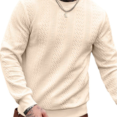 Playera Casual Holgada para Hombre con Cuello Redondo y Textura Jacquard - Image 5