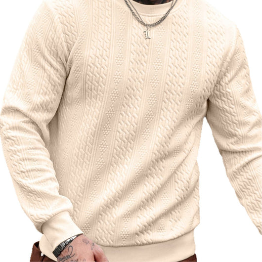 Playera Casual Holgada para Hombre con Cuello Redondo y Textura Jacquard - Image 5