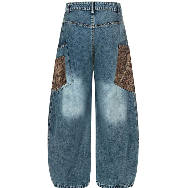 Pantalones Vaqueros Retro Anchos Lavado Desgastado para Hombre