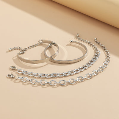 Juego de Pulseras de Cadena Hueca en C - Diseño Minimalista y Elegante - Image 3