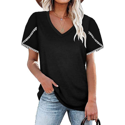 Blusa de Algodón con Escote V y Mangas Pétalo - Corte Holgado y Encaje - Image 12
