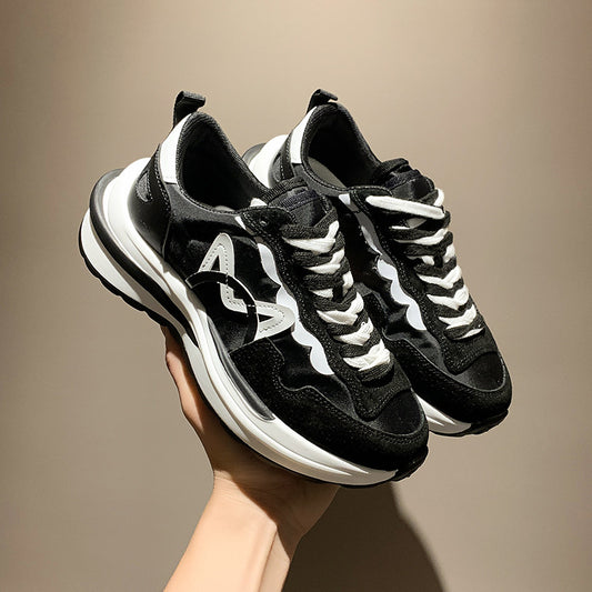 Zapatillas Casuales Mujer Suela Gruesa Respirable - Diseño Combinado de Colores