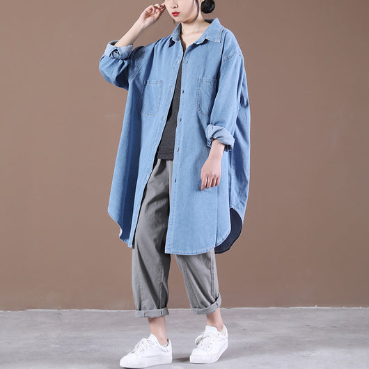 Vestido Camisero Denim Estampado Largo