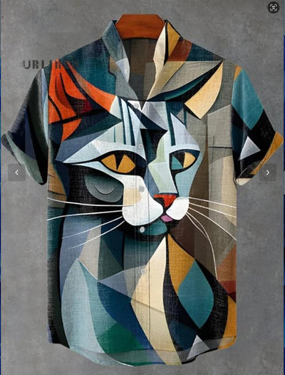 Camisa Cardigan Suelta con Estampado Abstracto 3D y Cuello de Pie - Image 28