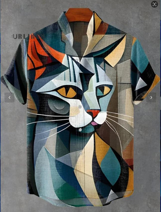 Camisa Cardigan Suelta con Estampado Abstracto 3D y Cuello de Pie - Image 28