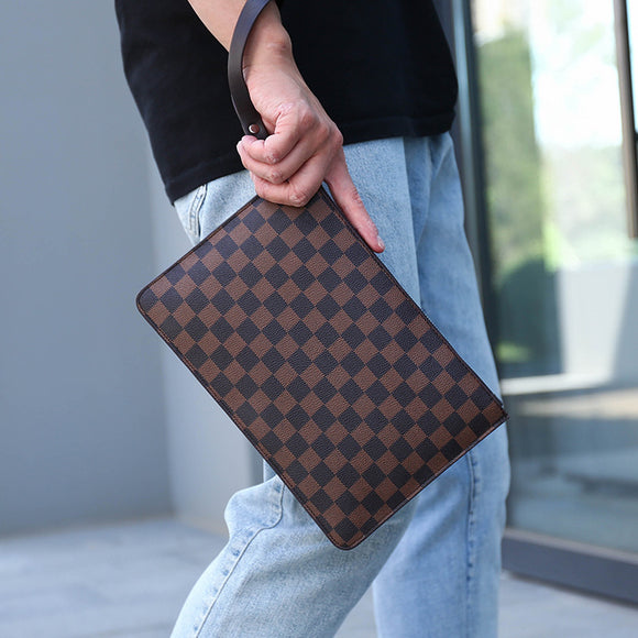 Cartera Ejecutiva de Cuero PU a Cuadros para Hombre