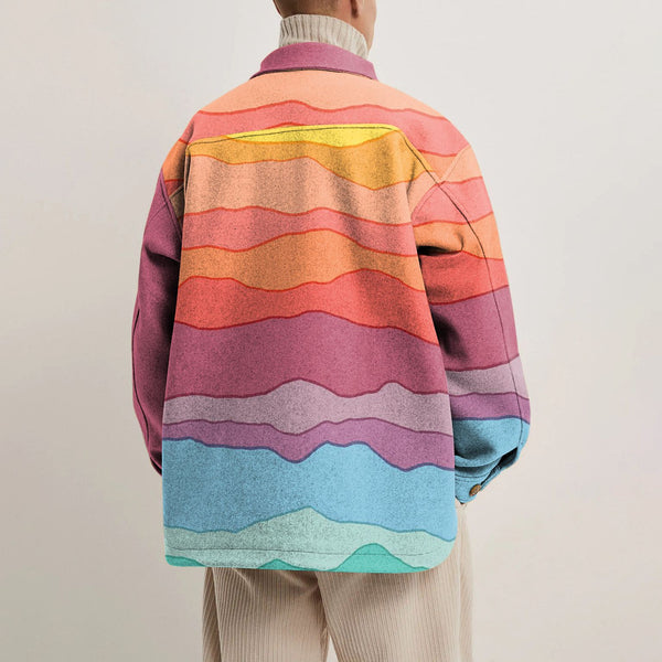 Camisa Estampada Hombre Cuello Solapa Suelta Estilo Europeo