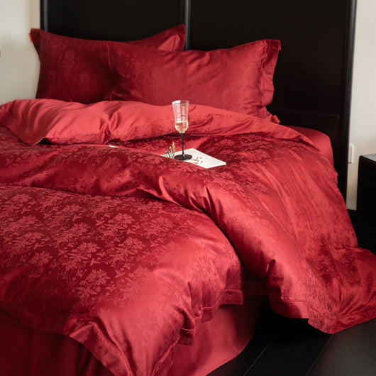 Juego de Sábanas Jacquard Bodas Lujo 4 Piezas Algodón Premium