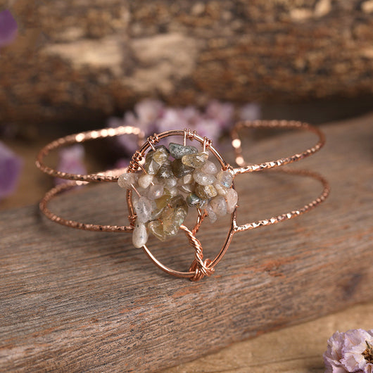 Pulsera de Turquesa Natural con Alambre de Cobre Dorado para Mujer - Image 7