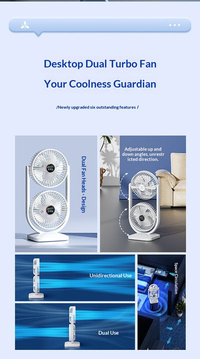 Ventilador Eléctrico Doble Capa USB Recargable de Dos Cabezales - Image 19