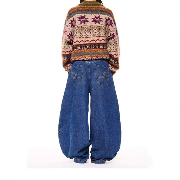 Pantalones Vaqueros Retro de Cintura Alta Recta y Pierna Ancha para Hombre