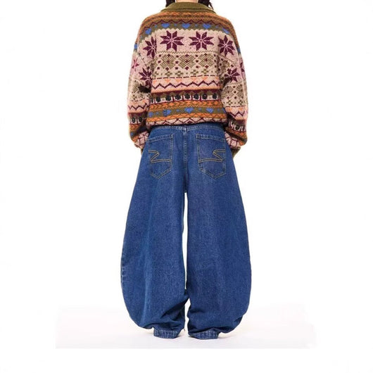 Pantalones Vaqueros Retro de Cintura Alta Recta y Pierna Ancha para Hombre - Image 2