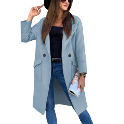Abrigo de Lana con Cuello de Traje y Bolsillos Botón para Otoño e Invierno - Image 16