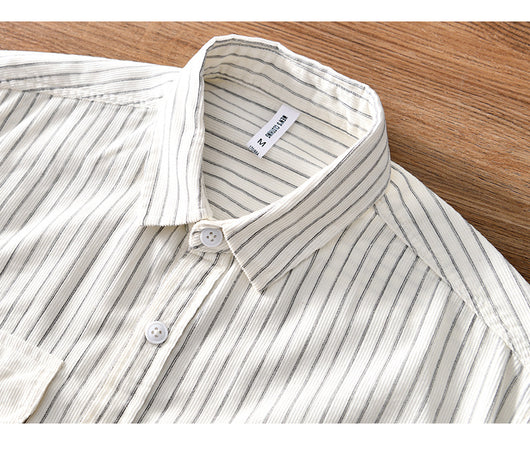 Camisa Retro a Rayas con Bolsillos y Mangas Largas - Image 13