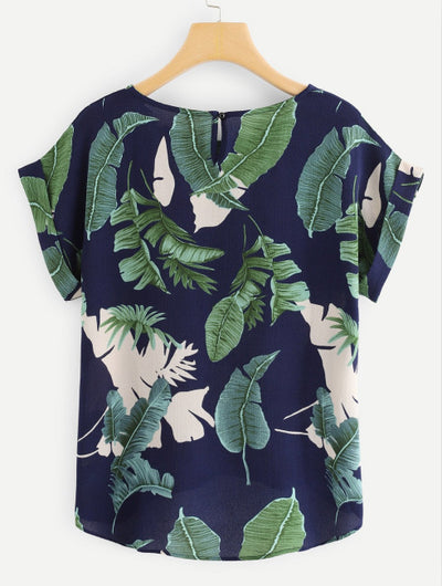 Blusa Floral de Cuello Redondo con Estampado Paris Beads - Image 3