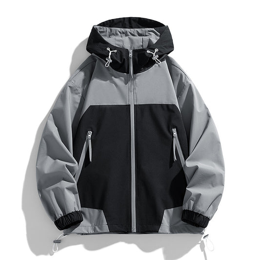 Chaqueta Hoodie Patchwork Retro Suelta y Casual