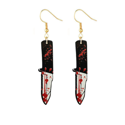 Aretes de Hacha Ensangrentada Halloween - Diseño Acrílic Retro