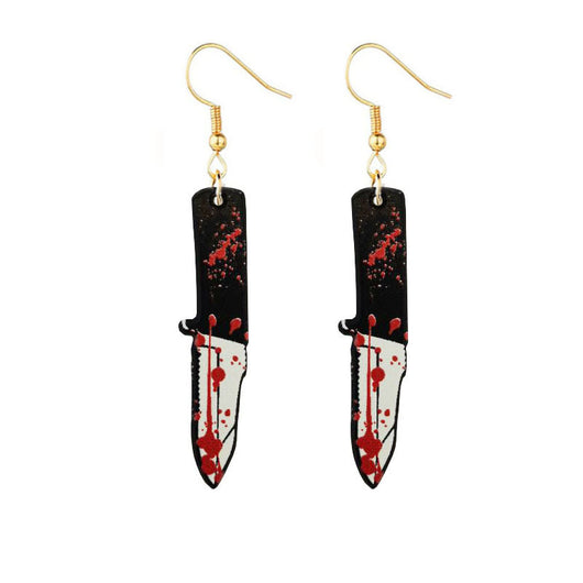Aretes de Hacha Ensangrentada Halloween - Diseño Acrílic Retro